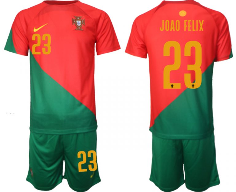 JOAO FELIX #23 Portugal 2022-2023 Heim Trikot für Herren Kurzarm + Kurze Hosen