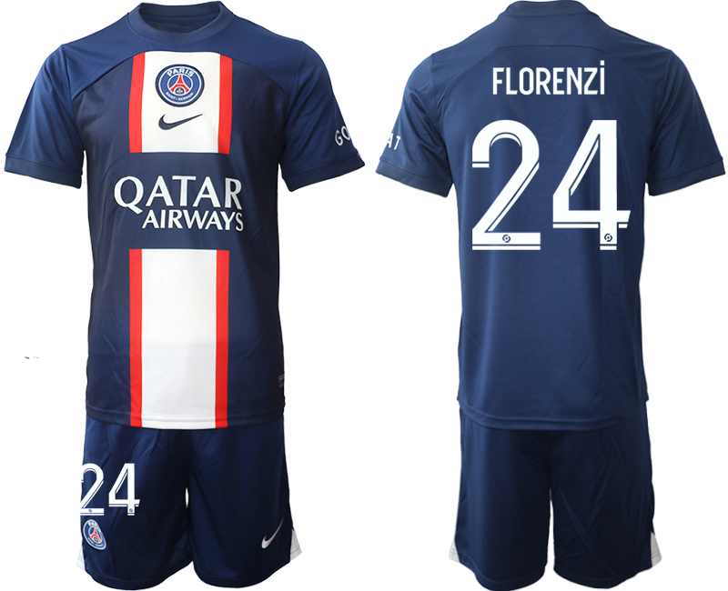 Neuen Herren Paris Saint Germain PSG 2022-23 Heimtrikot blau mit Aufdruck FLORENZi 24