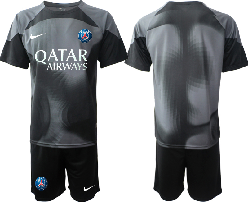 Neuen Paris Saint Germain PSG Torwarttrikot 2022-23 schwarz Kurzarm + Kurze Hosen