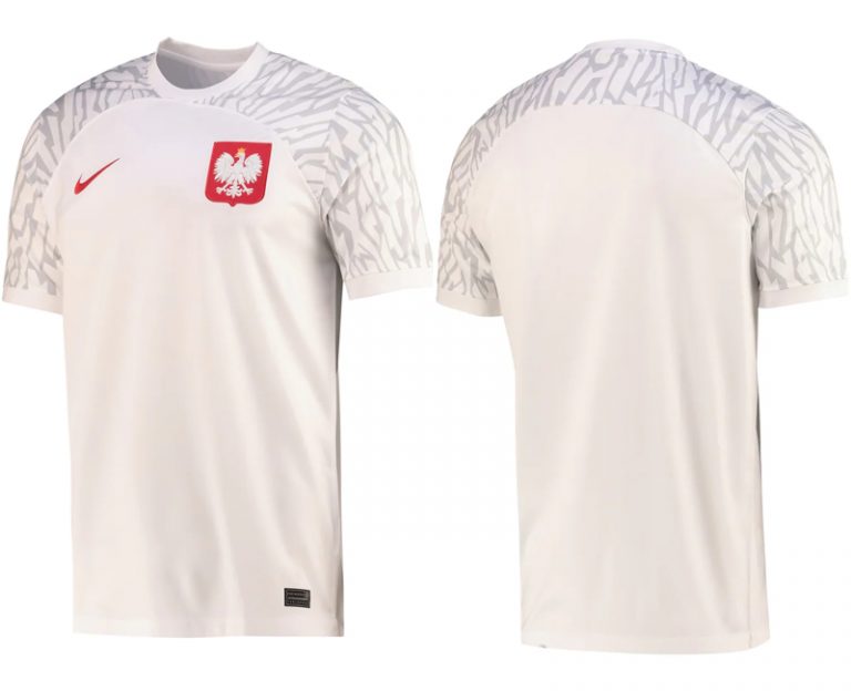 Neuen Polen WM 2022 Heim Trikot weiß Kurzarm Fußballtrikot Herren Sale