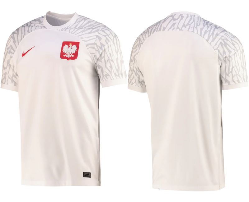 Neuen Polen WM 2022 Heim Trikot weiß Kurzarm Fußballtrikot Herren Sale