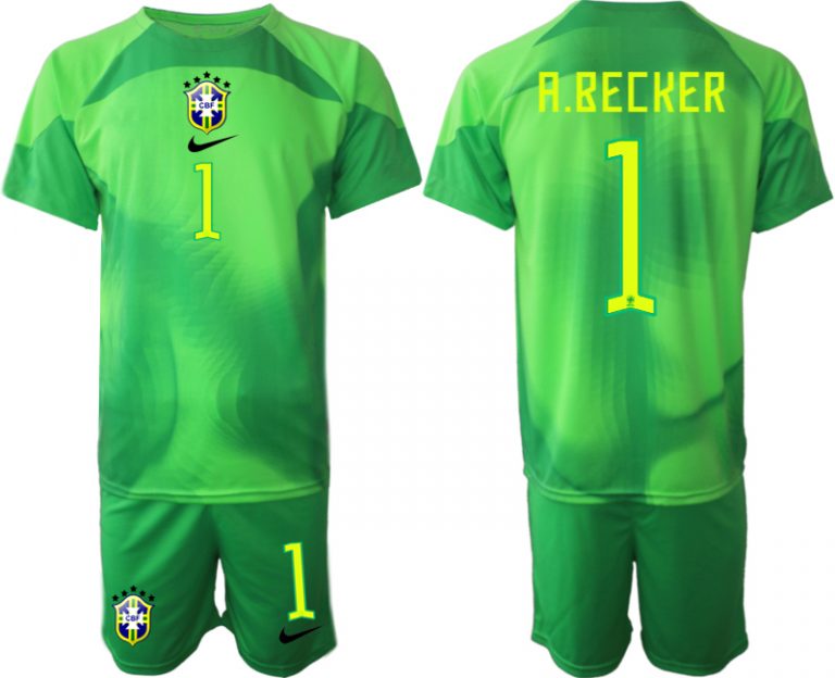 Brasilien Torwarttrikot 2023 Trikotsatz Kit Bestellen für Herren A.BECKER 1