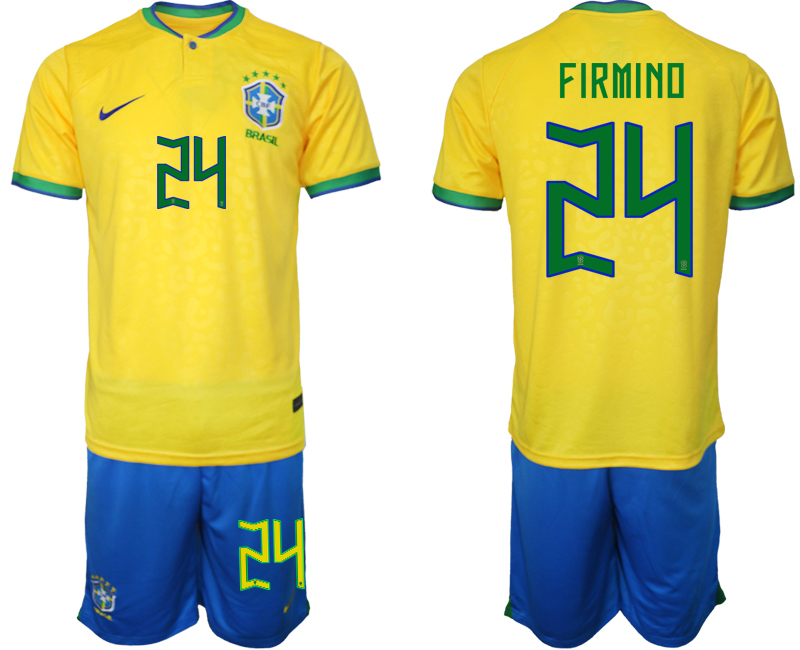 Brasilien WM 2022 Trikot gelb T-Shirt für Herren FIRMINO 24