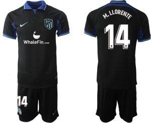 Atlético Madrid 2023 Auswärtstrikot Schwarz Trikotsatz Kit für Herren M.LLORENTE 14