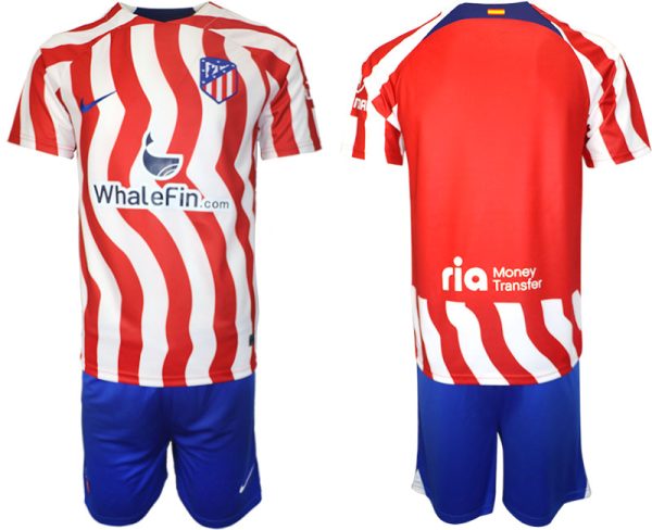 Fußballtrikot Herren Heimtrikot Sale Atlético Madrid 22-23 Trikot Kurzarm + Kurze Hosen