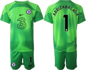 ARRIZABALAGA #1 Herren Chelsea FC 2023 Torwarttrikot Grün Kurzarm + Kurze Hosen