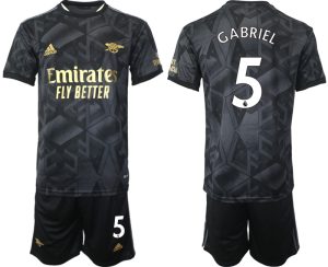 Arsenal Auswärtstrikot 2023 schwarz-goldene Fußballtrikot bestellen mit Aufdruck GABRIEL 5