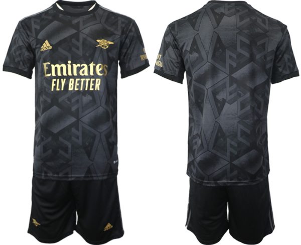 Fußballtrikot für Herren Arsenal Auswärtstrikot 2023 schwarz-goldene Fußballtrikots Set