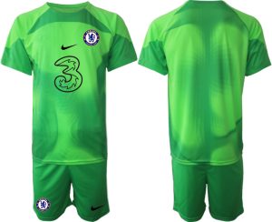 Fußballtrikot für Herren Chelsea FC 2023 Torwarttrikot Grün Kurzarm + Kurze Hosen