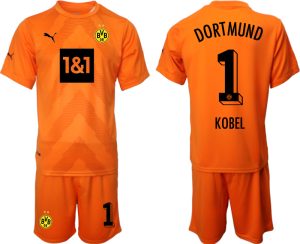 Herren Borussia Dortmund BVB Torwarttrikot 2023 orange Trikotsatz Kit mit Aufdruck KOBEL 1