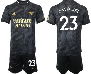 Herren Fußballtrikot Arsenal Auswärtstrikot 2023 schwarz-goldene mit Aufdruck DAVID LUIZ 23