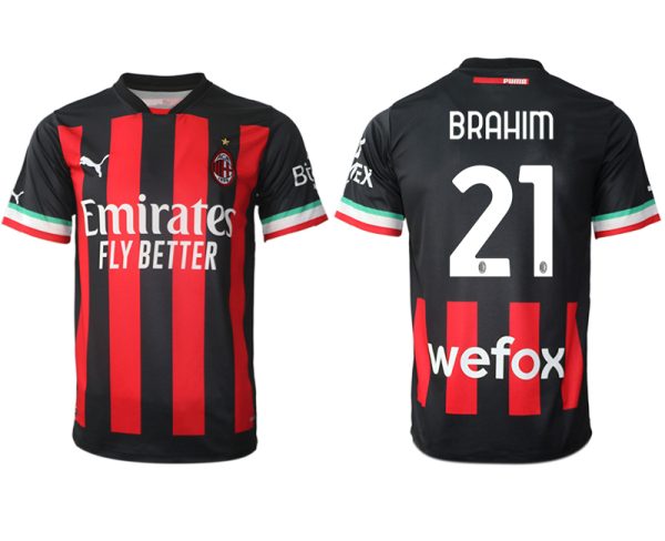 Fussballtrikots Günstig AC Mailand Heimtrikot 2022/23 schwarz mit Aufdruck BRAHIM 21