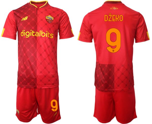 Fußball Trikot Outlet AS Roma 22-23 Heimtrikot Trikotsatz für Herren Džeko 9