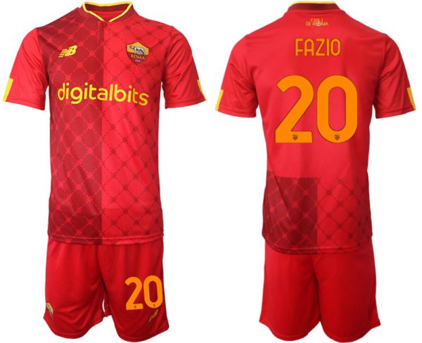 Fußball Trikots Kaufen Herren AS Roma 22-23 Heimtrikot bestellen mit Aufdruck FAZIO 20