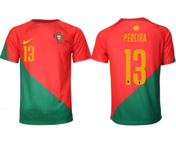 Neuen Fussballtrikots Portugal Heimtrikot WM 2022 Kurzarm mit Aufdruck PEREIRA 13