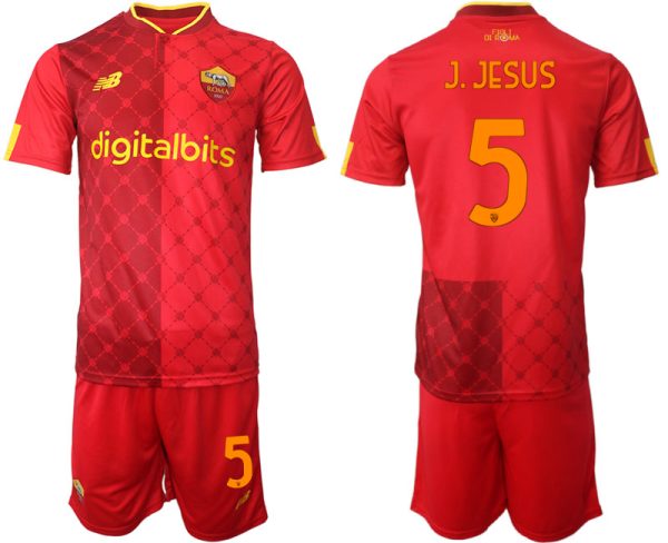 Personalisierte Fußballtrikots AS Roma 22-23 Heimtrikot Trikotsatz Kit J.JESUS 5