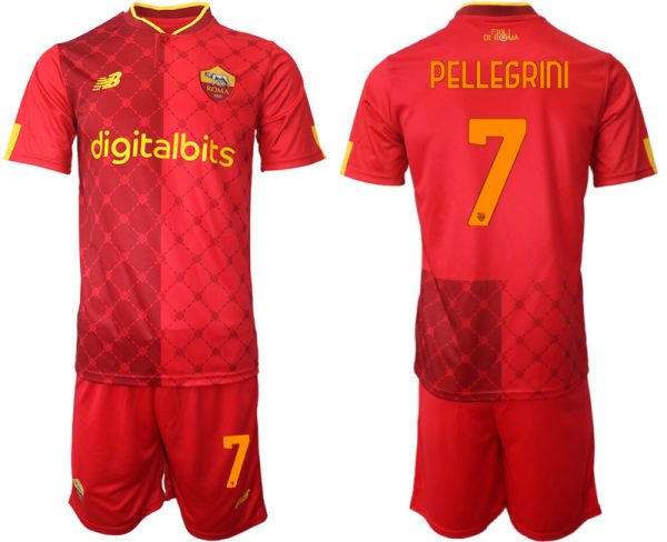 Personalisierte Fußballtrikots AS Roma 22-23 Heimtrikot Trikotsatz Kit PELLEGRINI 7