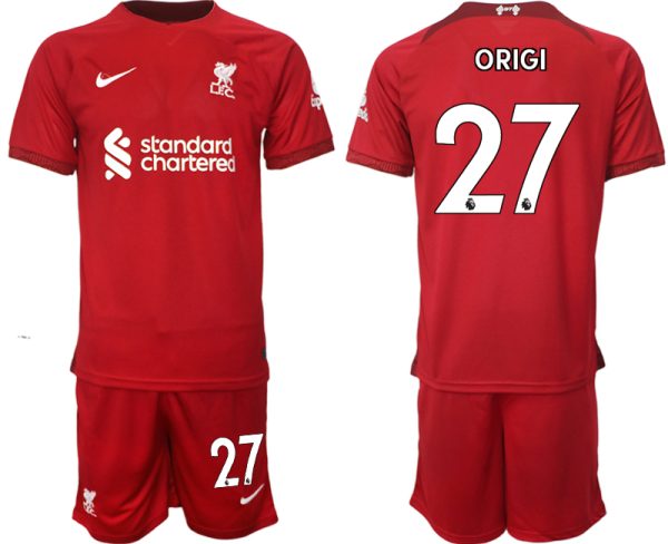 Personalisierte Fußballtrikots Liverpool 22-23 Heimtrikot Kurzarm + Kurze Hosen ORIGI 27