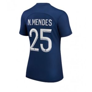 Günstig Frauen Fußballtrikots Paris Saint-Germain PSG Heimtrikot 22-23 Kurzarm Nuno Mendes 25