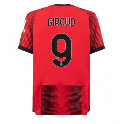 Günstig Herren Fußballtrikots AC Milan Heimtrikot 2023-24 Kurzarm Olivier Giroud 9