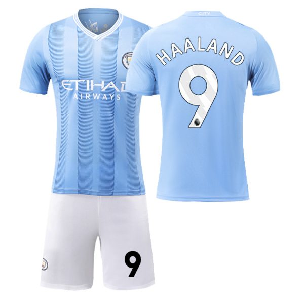 Kinder Fußball Trikot Manchester City 2023-24 Heimtrikot Trikotsatz Kit HAALAND 9