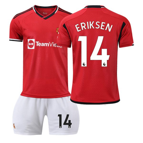 Kinder Fußballtrikots Manchester United 23-24 Trikot Trikotsatz bestellen mit Aufdruck ERIKSEN 14