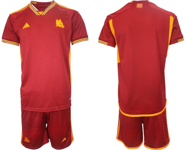 Herren Heimtrikot AS Roma 2023-24 Trikot Rot Trikotsatz Personalisierbar