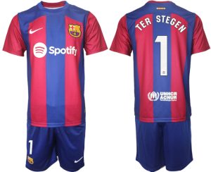 Herren Heimtrikot FC Barcelona 2023-2024 Trikot Kurzarm + Kurze Hosen TER STEGEN 1