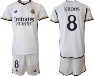 Herren Real Madrid 2023-24 Heimtrikot in weiß Kurzarm + Kurze Hosen KROOS 8