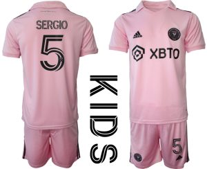 Kinder Fußball Trikot Trikotsatz Inter Miami CF Heimtrikot 2023-24 mit Aufdruck SERGIO 5