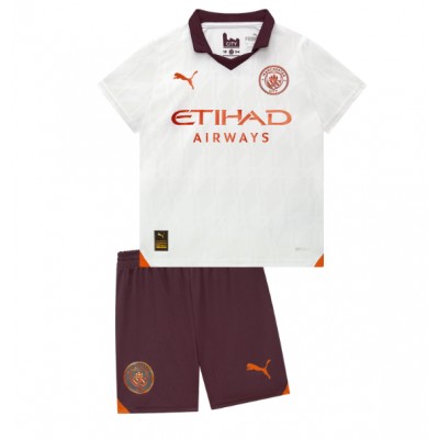 Kinderheim Trikot Manchester City Auswärtstrikot 2023-2024 Trikotsatz Kit