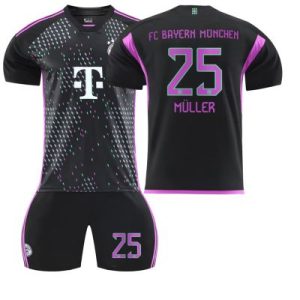 Kindertrikot Trikotsatz Bayern München 2023-24 Auswärtstrikot in Schwarz und Lila MÜLLER 25