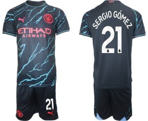 Günstige Fussballtrikots Manchester City Drittes Trikot 2023/24 Kurzarm + Kurze Hosen Sergio Gomez 21