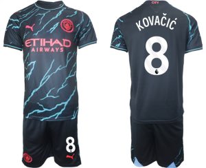 Herren Manchester City Drittes Trikot 2023/24 Kurzarm + Kurze Hosen Mateo Kovacic 8