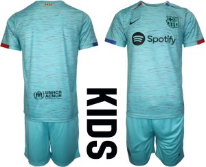 Kinder FC Barcelona 2023-24 Drittes Trikot Trainingsanzug Set Personalisierbar