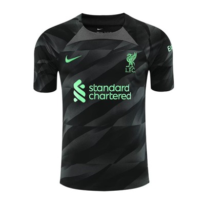 Fußballtrikot für Herren Liverpool Torwart Auswärtstrikot 2023-24 schwarz Kurzarm