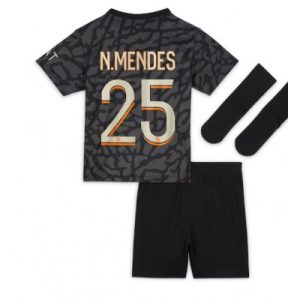 Günstige Kinder Fußball Trikotsatz Paris Saint-Germain PSG 3rd trikot 2023-24 Nuno Mendes 25