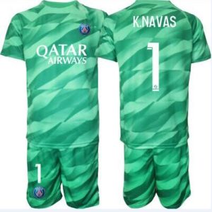 Günstige Kinder Paris Saint-Germain PSG Torwart Heimtrikotsatz grün 2023-24 K.NAVAS 1