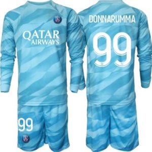 Kinder Günstige Paris Saint-Germain PSG Torwarttrikot Langarm Trikotsatz 2023-24 blau DONNARUMMA 99