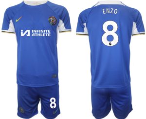 Fußball trikotsatz für Herren Chelsea 2023-24 weiß blau Heimtrikot Enzo Fernández 8