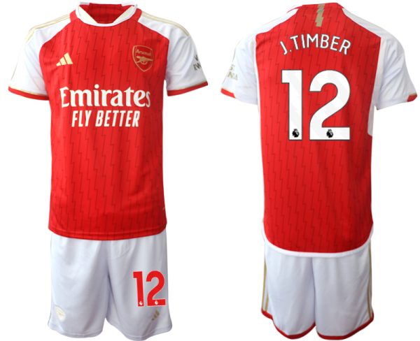 Günstige Fußballtrikots Arsenal Heimtrikot 2023-24 rot-weiss Herren Set Jurrien Timber 12