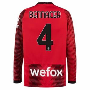 Herren Fußballtrikots AC Milan Heimtrikot 2023-24 Langarm mit Namen Bennacer 4