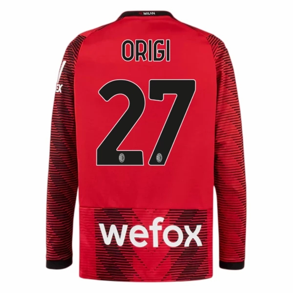 Herren Fußballtrikots AC Milan Heimtrikot 2023-24 Langarm mit Namen Origi 27