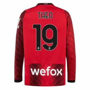 Herren Fußballtrikots AC Milan Heimtrikot 2023-24 Langarm mit Namen Theo 19