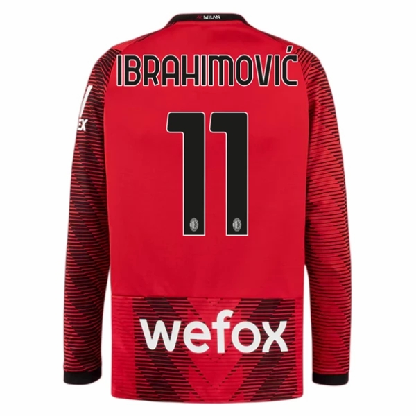 Herren Fußballtrikots AC Milan Heimtrikot 2023-24 Langarm mit Namen Zlatan Ibrahimović 11