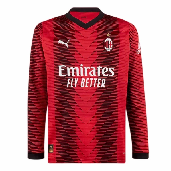 Herren Fußballtrikots AC Milan Heimtrikot 2023-24 Langarm Personalisierbar