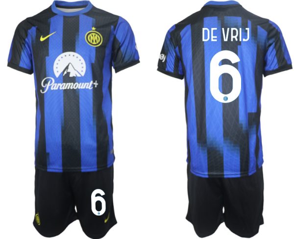 Herren Inter Milan Heimtrikot 2023-24 Günstige Fußball trikotsatz Stefan de Vrij 6