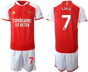 Herren Set Arsenal Heimtrikot 2023-24 rot-weiss Kurzarm + Kurze Hosen Bukayo Saka 7