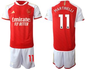 Herren Set Arsenal Heimtrikot 2023-24 rot-weiss Kurzarm + Kurze Hosen Gabriel Martinelli 11