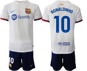 Herren Set FC Barcelona Auswärtstrikot 2023-24 Ronaldinho 10